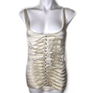 Cache | Sexy Silk Ruched Ivory Cami